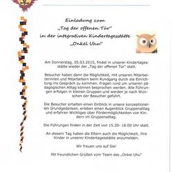 einladung tag der offenen tuer kita